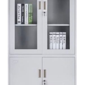 Glass & Metal Cabinet | Office Cabinet | Glass Cabinet | Box File Unit | Grey Metal Cupboard